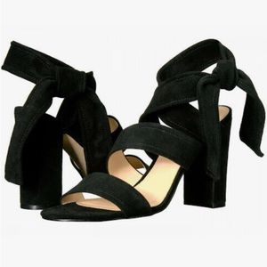 NEW Ivanka Trump Women's 'KIFFIE' Suede Ankle Wrap Black Sandals Pumps Sz 7.5M